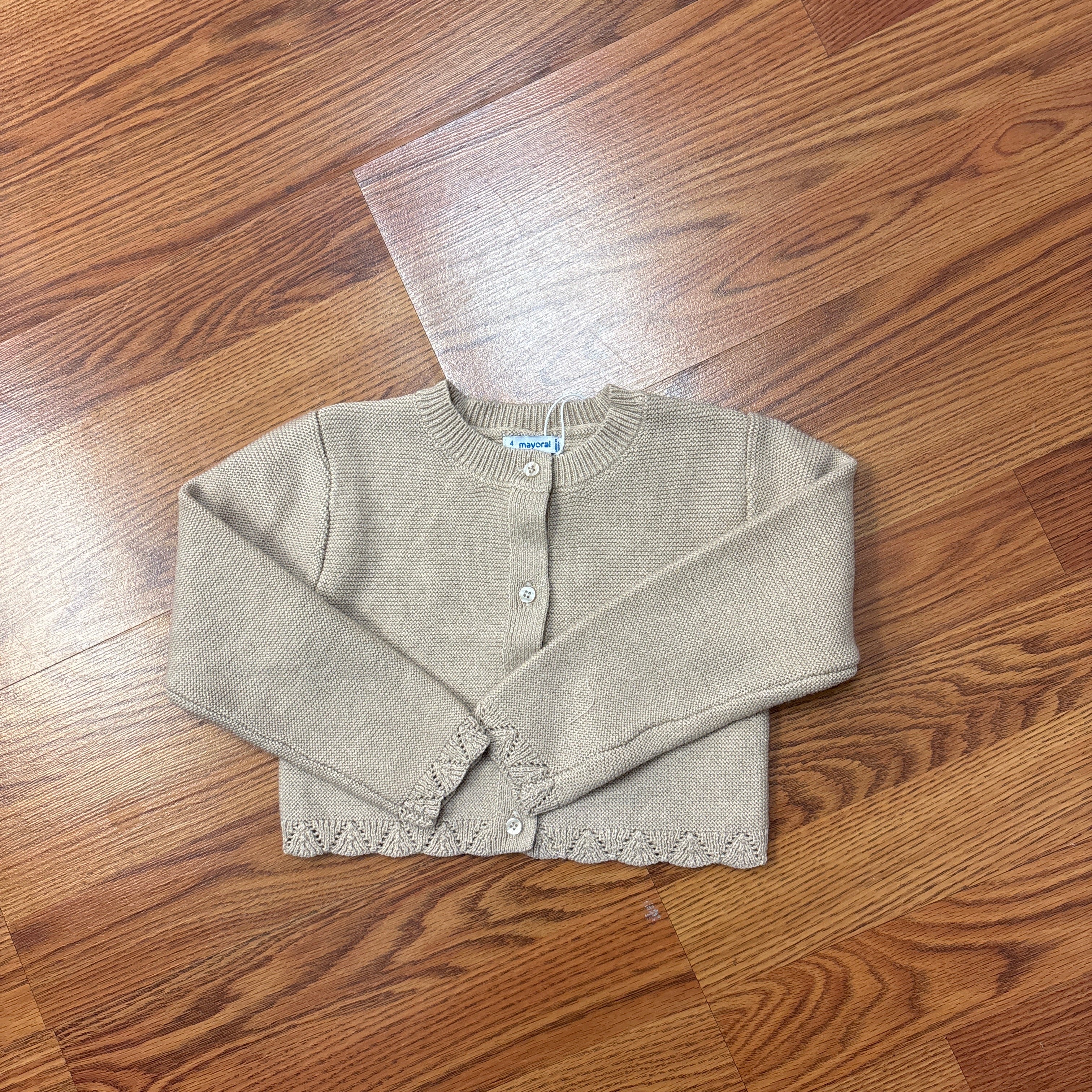 Mayoral Girls Gold Knit Cardigan with Sparkle - Button Front Sweater