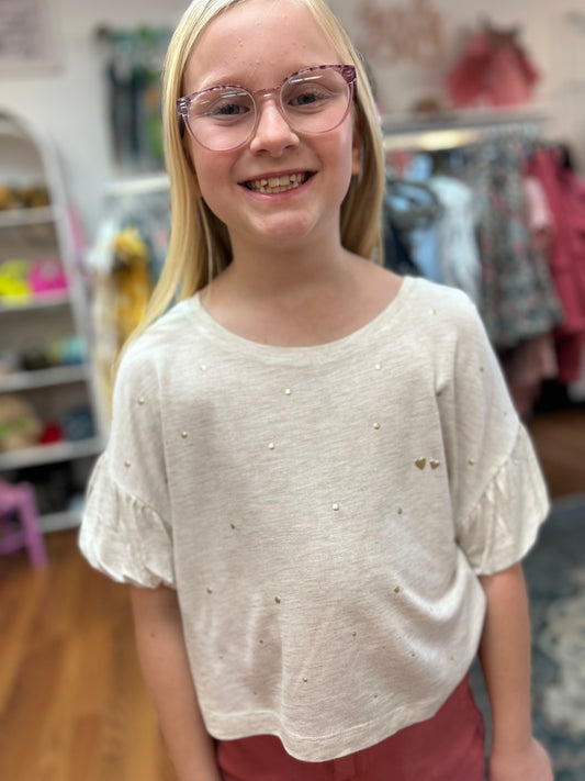 May - Girls Ruffle Sleeve Top (Just Kidding Around)