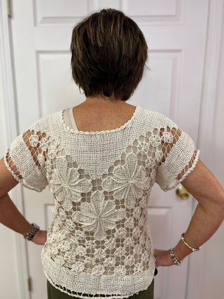 Rejane Short Sleeve Crochet Top - All About Me Boutique