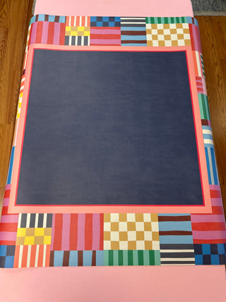 Mahjong Check Game Mat with Navy Center by Demdaco
