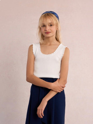 Girls White Knitted Tank by Molly Bracken - All About Me Boutique