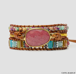 CD Healing Rhodochrosite Wrap Bracelet - Gemstone Jewelry - All About Me Boutique