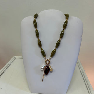 MK Beaded Necklace with Gold Spacers & Pearl Charm - All About Me Boutique