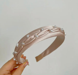 Adorro - Pearl Braided Satin Headbands - All About Me Boutique