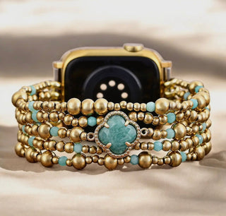 Healing Amazonite Apple Watch Band with Clover Gemstone Strap by Cape Diablo - All About Me Boutique