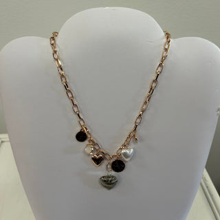 JM Paperchain Necklace with Pearl and Gold Charms - All About Me Boutique