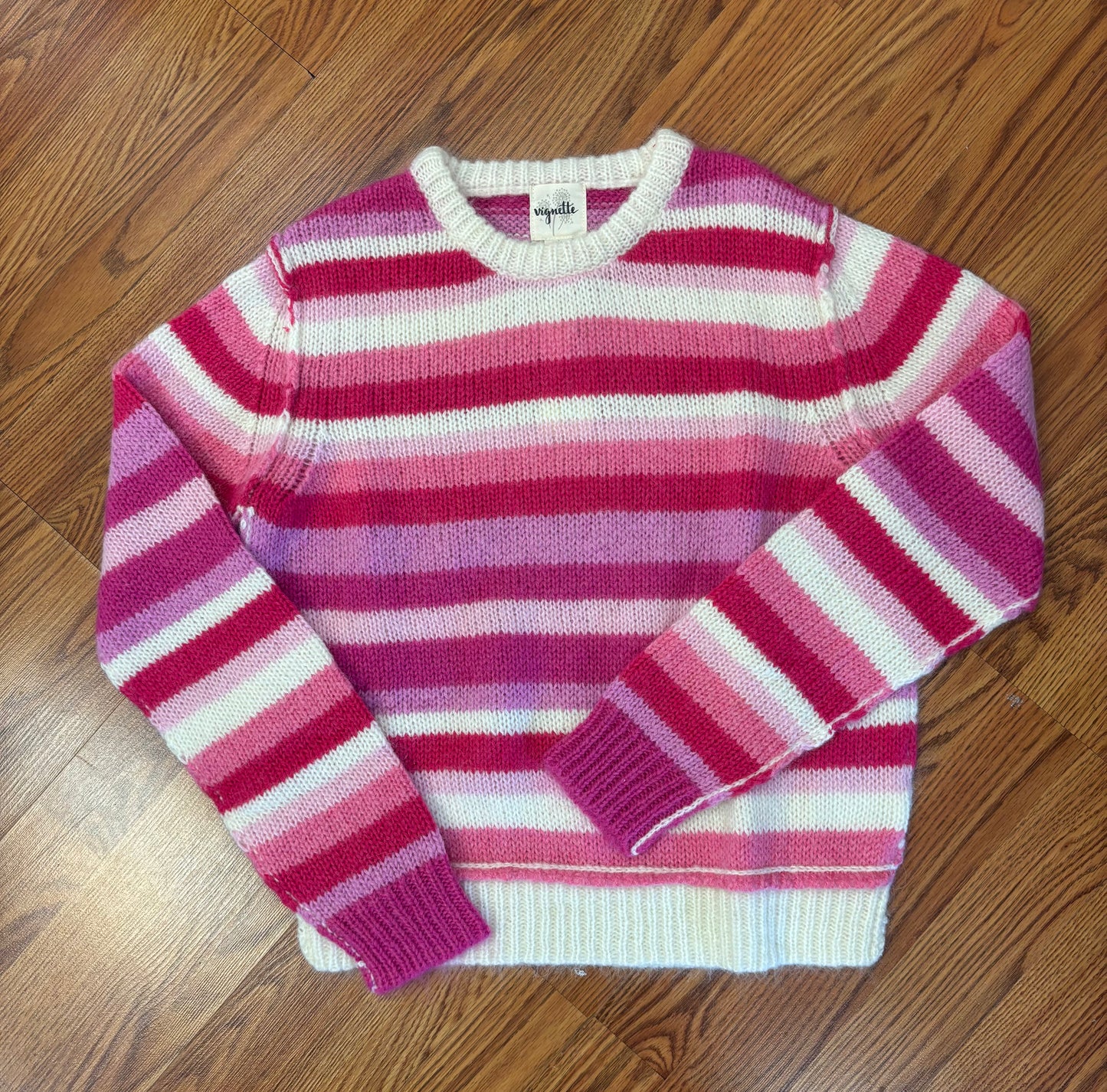 Vignette Girls Oversize Pink Striped Sweater
