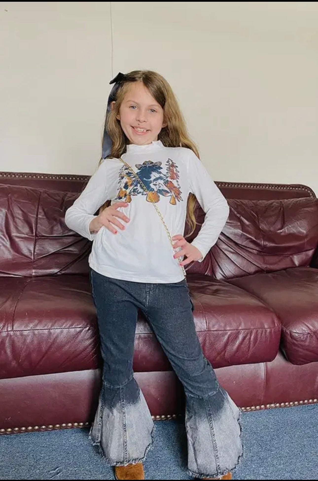 Girls Black Bell Bottom Jeans