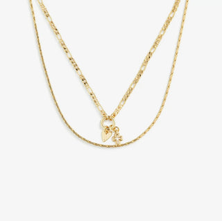 Heart + Cross Charm Layered Necklace - All About Me Boutique