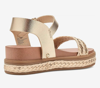Girls Natural and Gold Buffy Wedge Sandal by Mia - All About Me Boutique