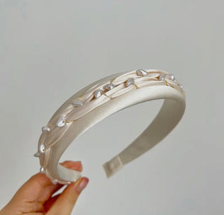 Adorro - Pearl Braided Satin Headbands - All About Me Boutique