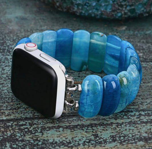CD Agate Stretch Watch Band - Colorful Gemstone Strap