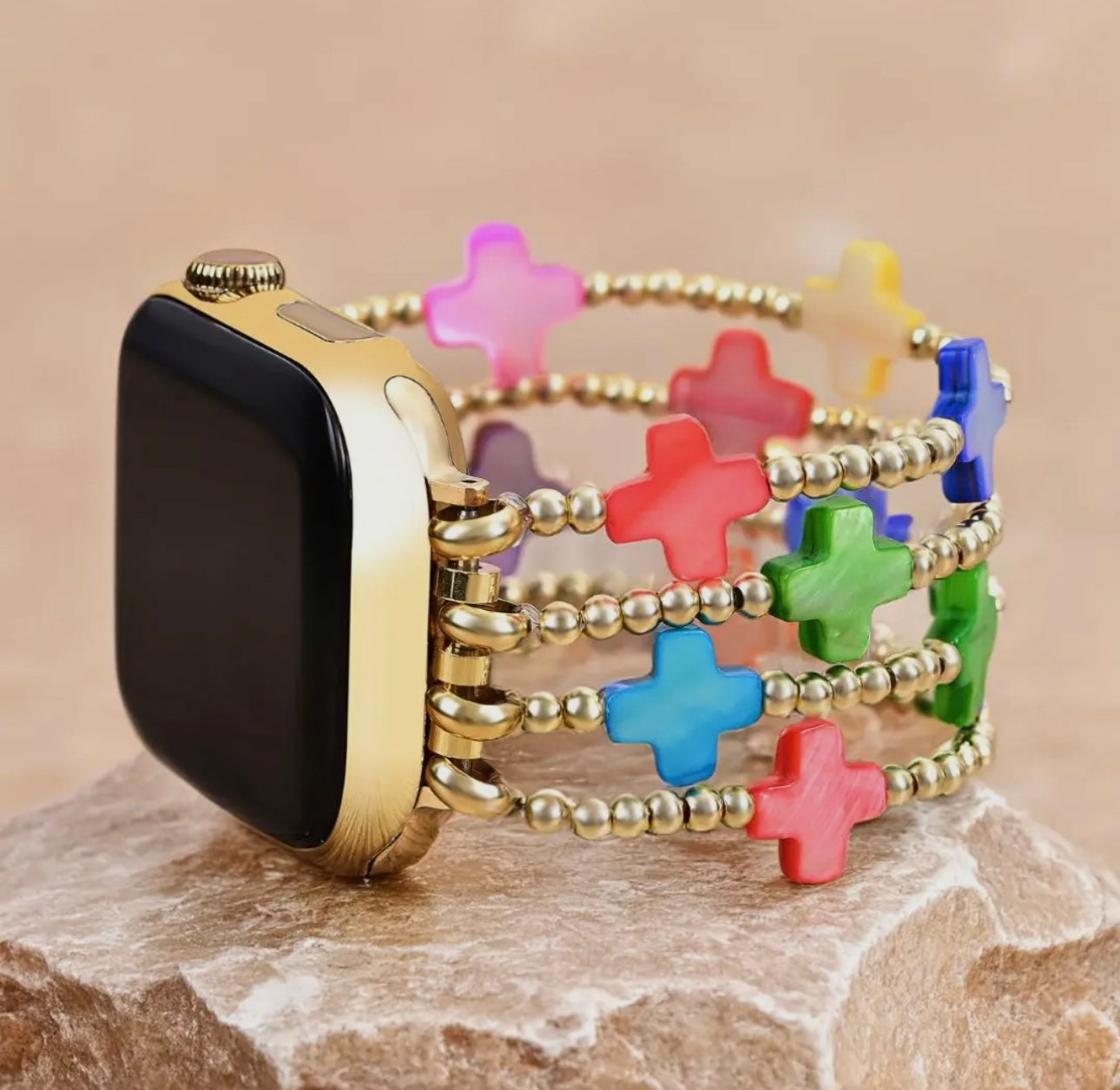 Chakra Cross Gemstone Stretch Apple Watch Band by Cape Diablo