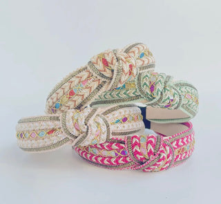 Adorro - Boho Embellished Woven Knot Headbands - All About Me Boutique