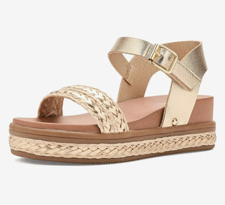 Girls Natural and Gold Buffy Wedge Sandal by Mia - All About Me Boutique