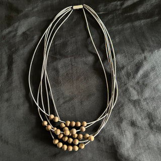 SL- Grey Corded Necklace with Copper Beads