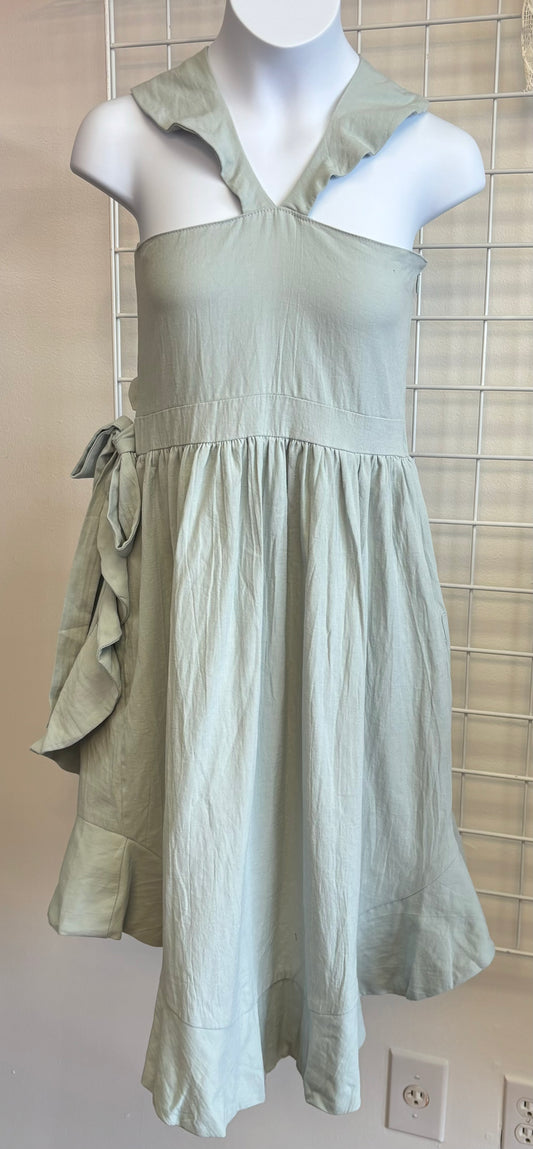 Vin - Ruffle Shoulder Faux Wrap Dress