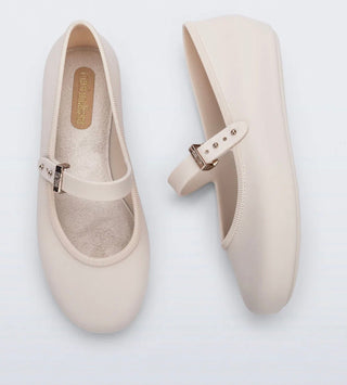 Girls Soft Ballerina Flats in Beige from Mini Melissa - All About Me Boutique