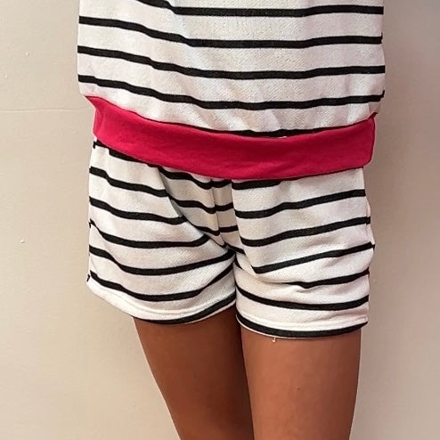 GG Striped French Terry Shorts with Pockets