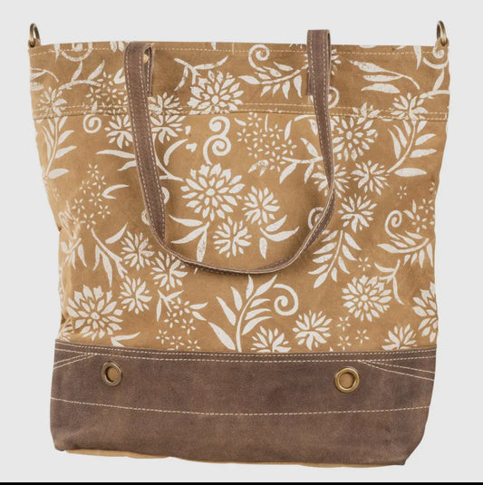 Floral Pattern Canvas Tote