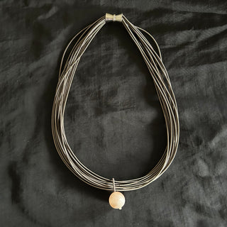 SL-Multi Strand Gunmetal Coil Necklace with Bead