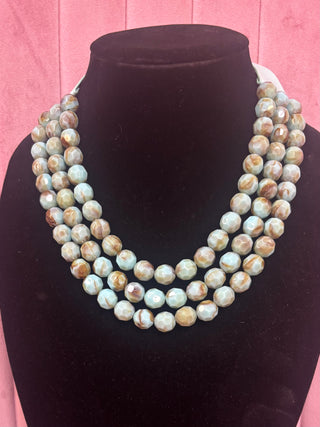 Turquoise Three Strand Beaded Necklace