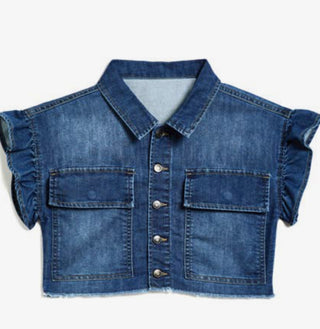 Tractr Girls Ruffle Sleeve Crop Top