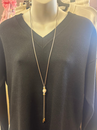 MK Silver Necklace with Pearl & Mixed Metal Embellishment