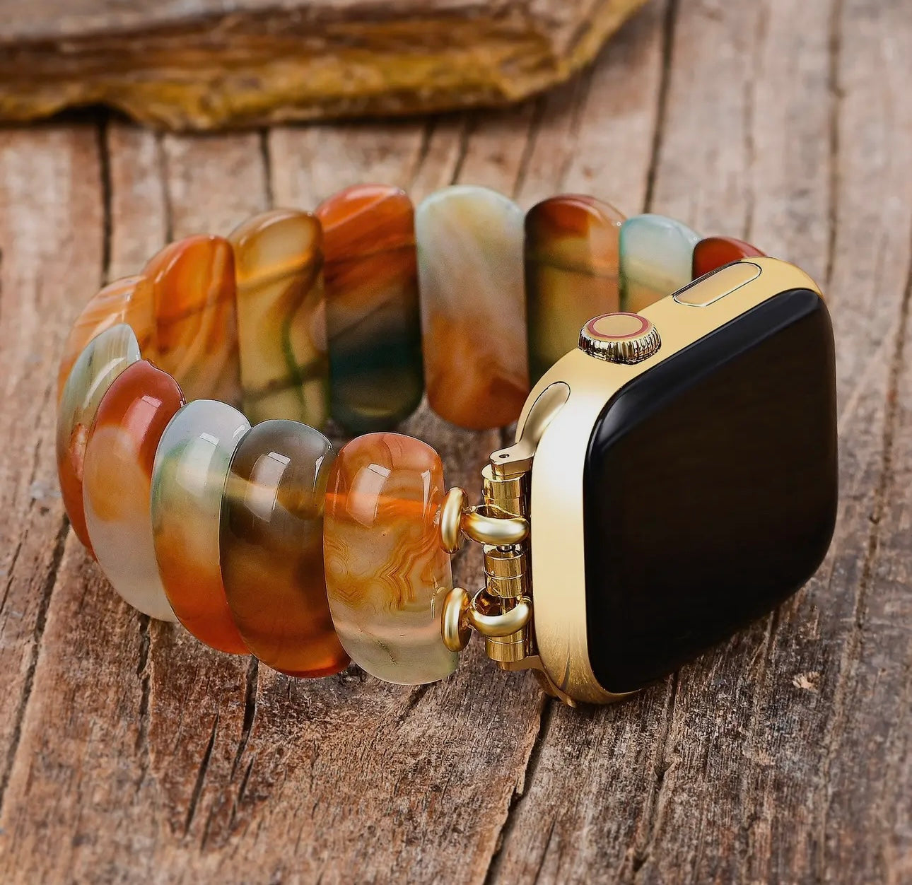 Agate Stretch Watch Band - Colorful Gemstone Strap by Cape Diablo