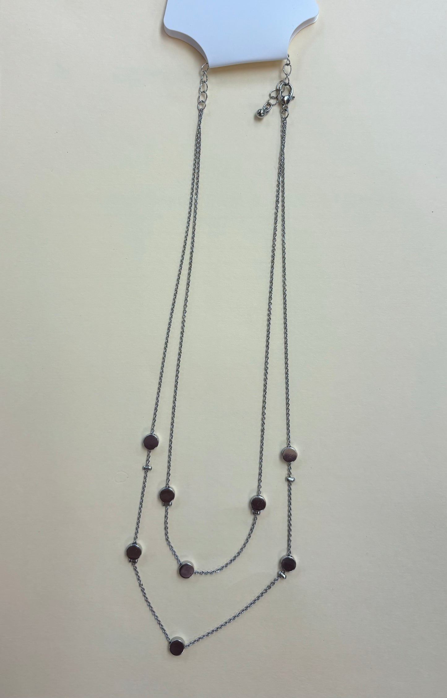 CJ - Two Strand Silver Disc Necklace