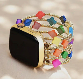 CD Chakra Clover Stretch Watchband - Lucky Gemstone Strap - All About Me Boutique