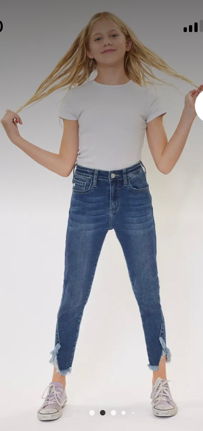 KanCan Girls High Rise Skinny Jeans - Frayed Hem