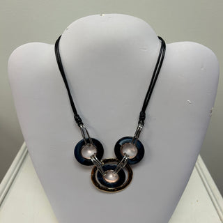 JM Back Cord Necklace - Mixed Metal Circle Pendants - All About Me Boutique