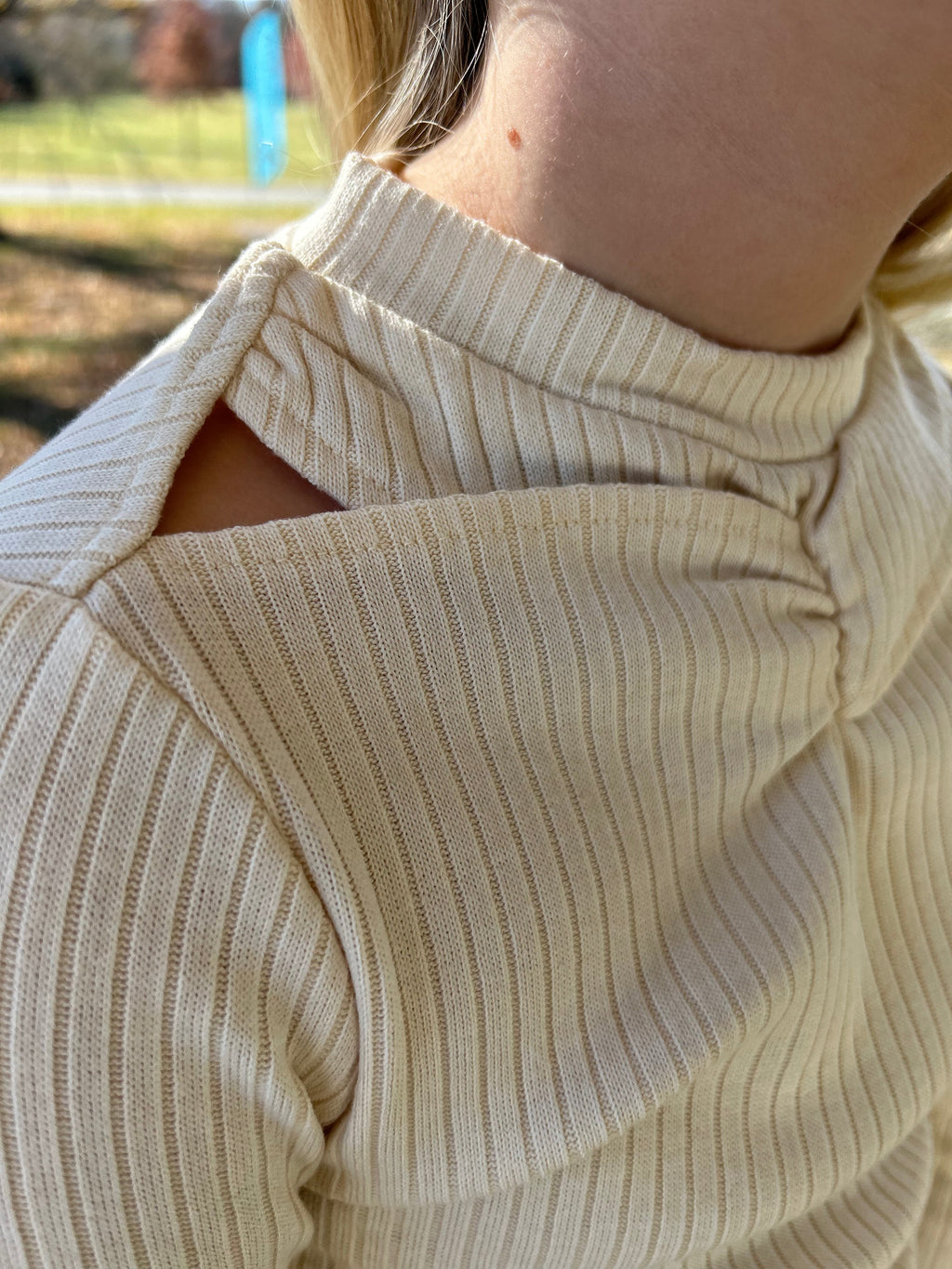 May - Girls Long Sleeve Ribbed Knit Shirt