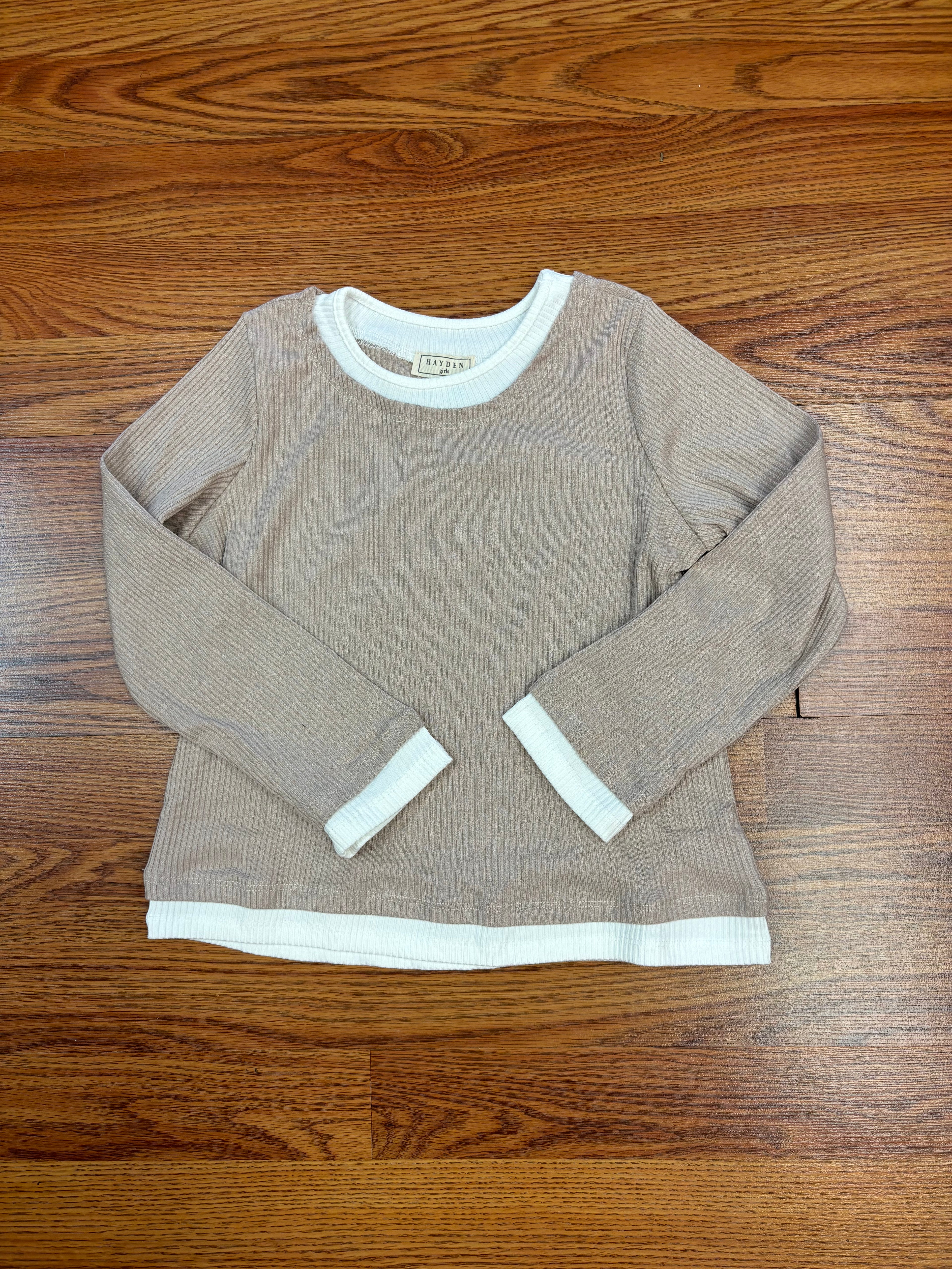 Hayden Girls Rib Knit Mock Layered Top