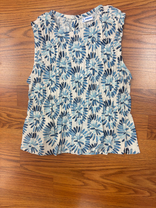 May Girls Smocked Retro Print Top