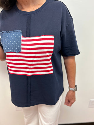 American Flag Patch Casual Top - All About Me Boutique