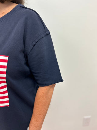 American Flag Patch Casual Top - All About Me Boutique