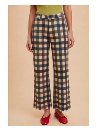 Anniewear Gingham Wide Leg Jeans - All About Me Boutique
