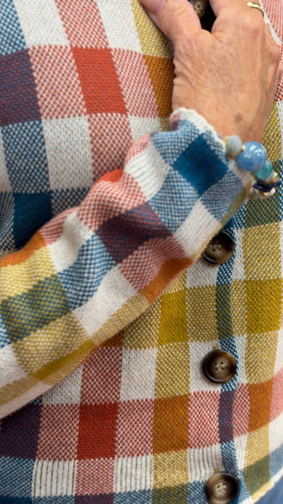 Anniewear Multicolor Check Jacquard Sweater Cardigan - All About Me Boutique