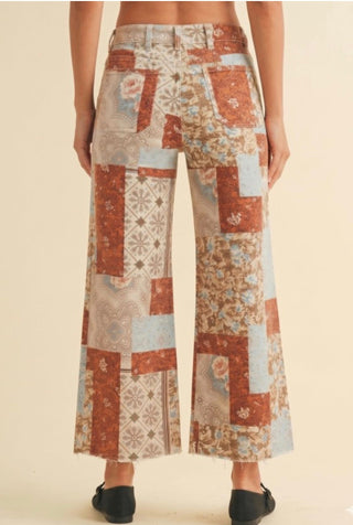 Anniewear Patchwork Print Wide-Leg Pants - All About Me Boutique