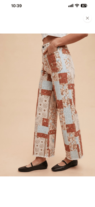 Anniewear Patchwork Print Wide-Leg Pants - All About Me Boutique