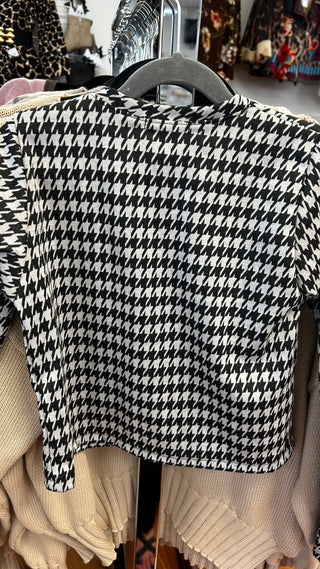 Area Code 407 Girls Houndstooth Bow-Front Cardigan - All About Me Boutique