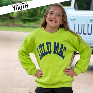 Lulu Mac Girls Chartreuse & Deep Blue Puff Sweatshirt