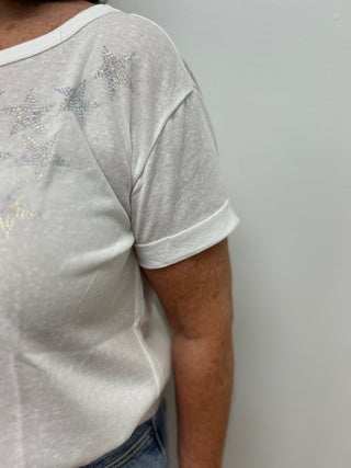 Blue B Star Studded Cotton Jersey Tee - All About Me Boutique