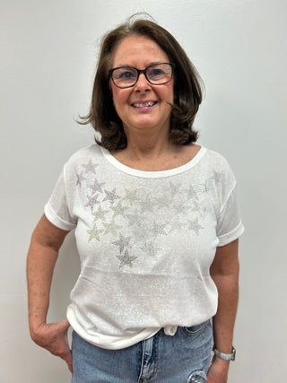 Blue B Star Studded Cotton Jersey Tee - All About Me Boutique