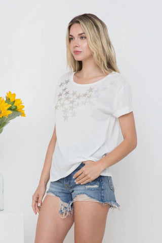 Blue B Star Studded Cotton Jersey Tee - All About Me Boutique