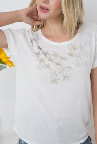 Blue B Star Studded Cotton Jersey Tee - All About Me Boutique