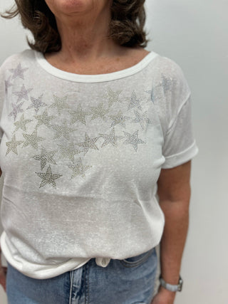 Blue B Star Studded Cotton Jersey Tee - All About Me Boutique
