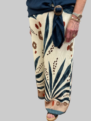 Boho Smocked Waist Wide Leg Pants - All About Me Boutique